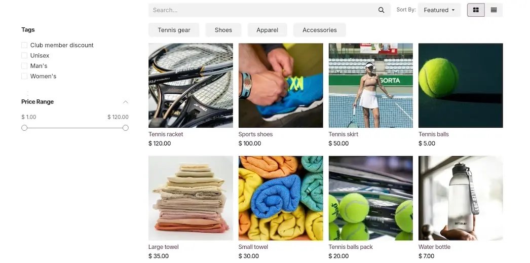 Boutique e-commerce club sportif